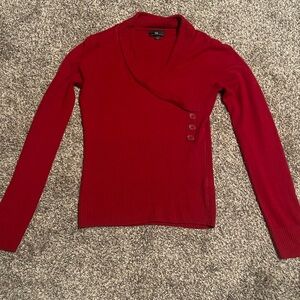 New York & Company Red V-Neck Sweater